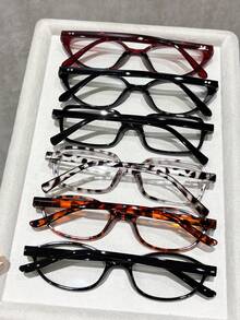 6pcs Plastic Geometric Full Frame Modern Simple Style Women Clear Glasses For Office Weekend Outfit Back-To-School Essentials Appointment Outfits Going Out Outfit Fashion Accessories - Clear - View 3