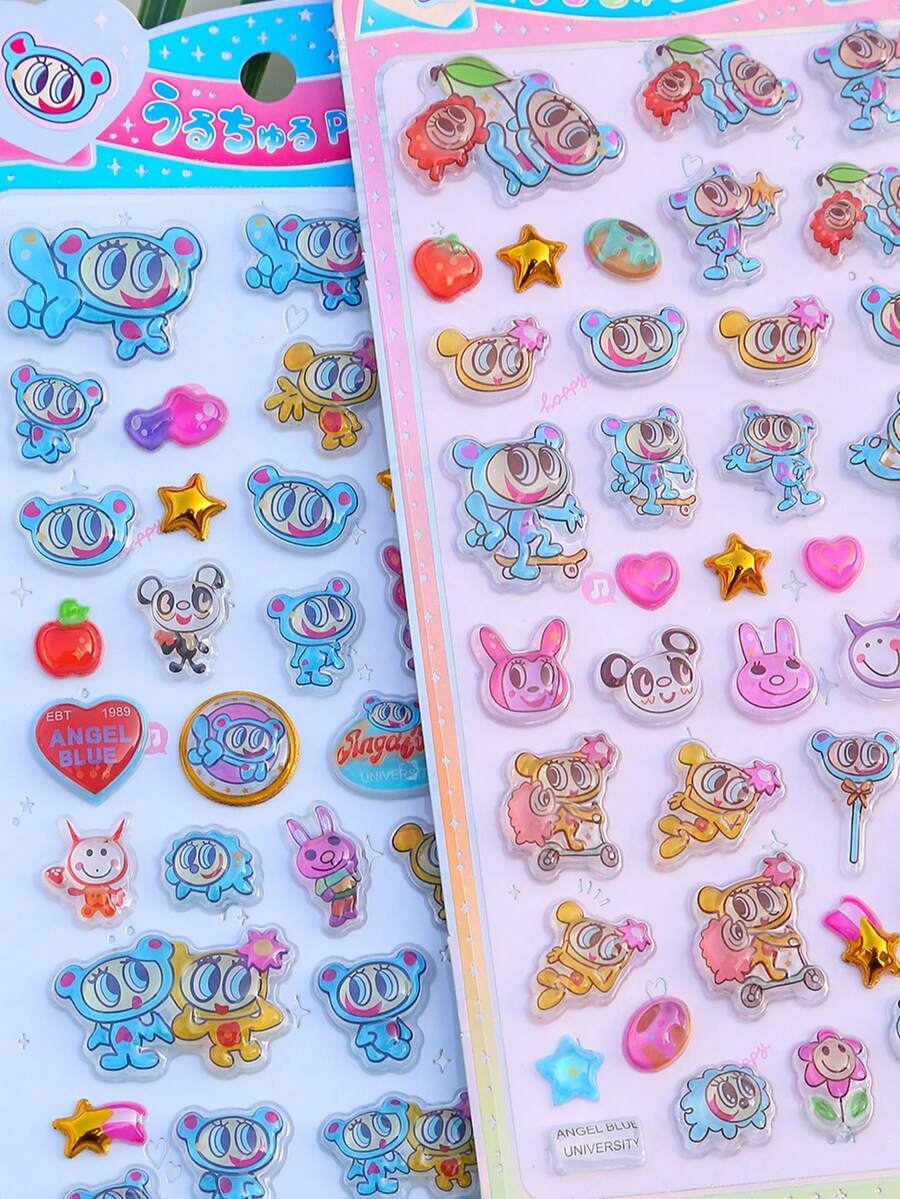 Pegatinas 3D, pegatinas lindas para diario DIY, pegatinas creativas, pegatinas para teléfono, pegatinas decorativas para estuche de teléfono con anime japonés, pegatinas para equipaje, pegatinas decorativas para oficina y escuela, pegatinas para cuaderno, pegatinas para libro de contabilidad, pegatinas para maleta de viaje - Multicolor - Ver 1