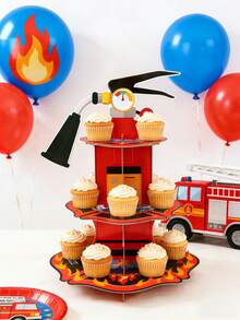 1 pieza Soporte para pastel con forma de extintor de incendios, decoración de fiesta de cumpleaños con tema de bombero, estante para exhibición de alimentos para pasteles de fiesta de bomberos, decoración para baby shower - extintor de incendios - Ver 2