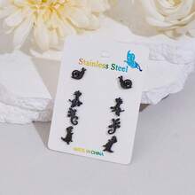 Bộ 1 đôi bông tai bằng thép không gỉ thời trang hình ốc sên, hươu cao cổ, thằn lằn, khủng long, với họa tiết động vật nhỏ. Phù hợp cho cả nam và nữ. Món quà trang sức lý tưởng cho sinh nhật. - 2ZH001 - Xem 4