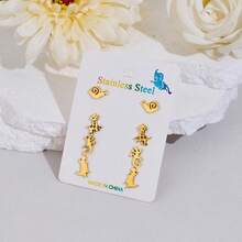 Bộ 1 đôi bông tai bằng thép không gỉ thời trang hình ốc sên, hươu cao cổ, thằn lằn, khủng long, với họa tiết động vật nhỏ. Phù hợp cho cả nam và nữ. Món quà trang sức lý tưởng cho sinh nhật. - 2ZH001 - Xem 6