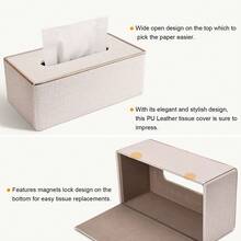 1pc Luxury Fabric Tissue Box, High-Quality Desktop Paper Towel Holder, Creative Home Decor Tissue Box Suitable For Dining Room, Living Room, Kitchen, Bedroom, Mother's Day Gift, Birthday Gift - Dark Grey - View 6