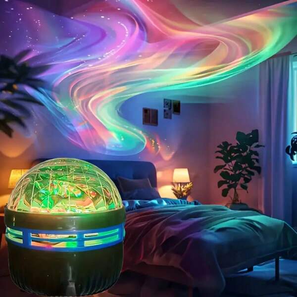 Fernbedienung Aurora Sternenhimmel Projektor, LED Nachtlicht, USB betrieben, geeignet für Schlafzimmer Beleuchtung, Heimdekoration, Geschenke, Gaming, Reisebeleuchtung, farbwechselnde Stimmungsbeleuchtung
