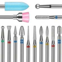 14pcs/Box Professional Rhinestone Nail Drill Bit Set | Electric Nail Drill Bits For Manicure, Rotary Grinding Head, Callus Removal, Rhinestone Grit Material, Grain F/M/C, Straight Teeth Shape - Multicolor - View 4