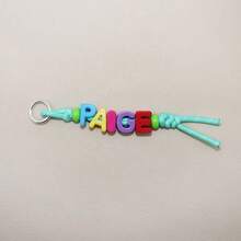 [Custom] 1pc Handmade Woven Keychain, Colorful Acrylic Letter Beads, Handmade Woven Knot, Customizable Letters, Minimalist Style, Back To School/Birthday Gift - Letter Keychain - View 36