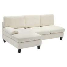 Large Sofa And Sofa 194*118*81 Cm, 3 Seater Sofa Ecksofa Für Wohnzimmer, Wohnung, Lounge Und Schlafzimmer – L-Förmiges Schlafsofa, Freizeitsofa, Beige, Leinen - 米色 - 查看 11