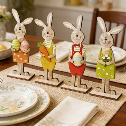 4 Tấm trang trí bằng gỗ chủ đề Lễ Phục Sinh, Trang trí tiệc Lễ Tạ ơn, Quà tặng ngày lễ hoàn hảo, Trang trí nhà cửa, Trang trí sân vườn và nông thôn, Phong cách cổ điển, Tấm trang trí và vật dụng trang trí bằng gỗ chủ đề Lễ Phục Sinh | Trang trí nhà cửa phong cách cổ điển, Những chú thỏ nhiều màu sắc, Quà tặng ngày lễ hoàn hảo, Thích hợp cho phòng khách, phòng ngủ, trưng bày trên bàn làm việc, trang trí ba chiều trên mặt bàn, Biển hiệu và tấm trang trí.