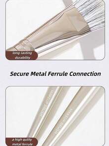 OEIEZ 1 pieza Brocha de rubor suave y esponjosa, cerdas de fibra de alta calidad, brocha de maquillaje profesional, adecuada para polvos, cremas, rubor líquido y herramienta de contorneado facial, accesorio de maquillaje vegano y diario - Plateado - Ver 10