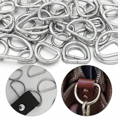 Bộ 10/20 chiếc khóa chữ D bằng sắt, nhiều kích cỡ, vòng bán nguyệt dùng để tự làm túi xách, trang sức, móc khóa và phụ kiện.