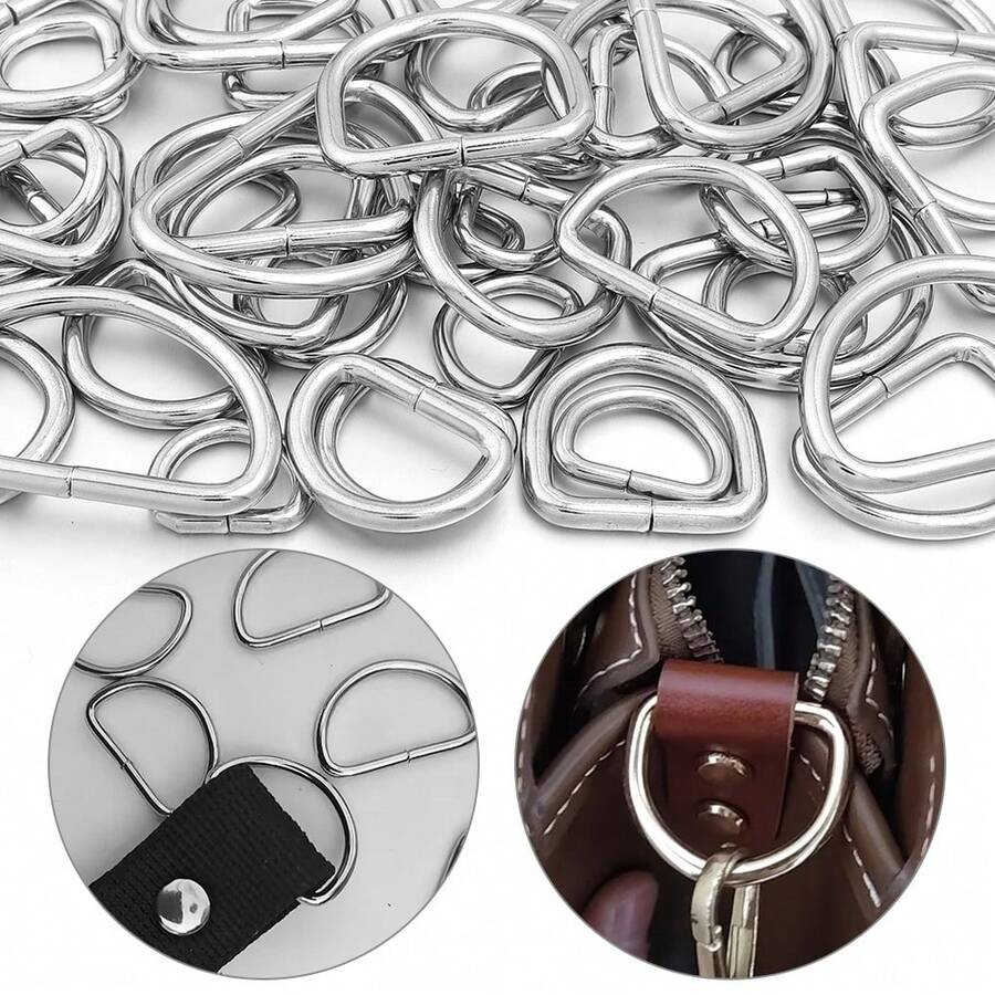 10/20pcs/Pack Iron D-Ring Buckle, Multi-Size Metal D-Rings, Semicircle Rings For DIY Bags, Jewelry, Keychains, Accessories