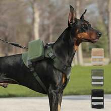 1 Pc Tactical Dog Harness With Backpack, Reflective Adjustable Dog Self Backpack, 1.8L Large Capacity Pet Saddle Bag For Outdoor Walking Hiking Training, Dog Accessories - Multicolor - View 4