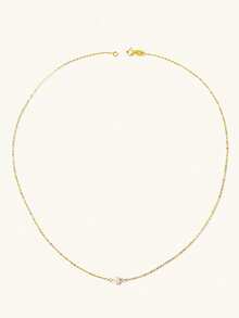 1 pieza Collar de plata de ley 925 con perla de agua dulce natural/ágata negra/turquesa/lapislázuli, elegante y minimalista para uso diario y bodas, cadena apilable - Dorado - Ver 14