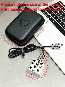 6pcs EVA Cable Organizer + Heart-Shaped 1.5m Cable Winder, TPU Charging Head Protector Suitable For IPhone12/13/14 20W Fast Charging Cable - Black - View 3