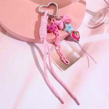 1 pieza Llavero con cuentas tejido a mano en color rosa - Elegante, dulce e iridiscente, accesorio para bolso con lazo - Multicolor - Ver 9