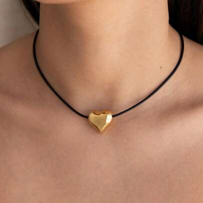 1 chiếc dây chuyền mặt hình trái tim thời trang bằng thép không gỉ mạ vàng/bạc dành cho nữ, kiểu dáng đa năng, thích hợp làm quà tặng Ngày Valentine hoặc Ngày của Mẹ.