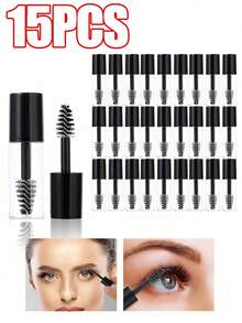 15支/5支/1支 3毫升睫毛膏空管，注塑成型透明，可重复灌装DIY化妆品样品瓶，透明小巧，适合旅行化妆品分装器 - 黑色 - 查看 11