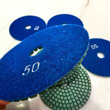 Bộ 6 miếng đệm đánh bóng kim cương #50 4 inch, đĩa mài ướt/khô cấp công nghiệp dùng để mài, làm sạch, tân trang và đánh bóng bề mặt đá cẩm thạch/đá granit/đá thạch anh/đá nhân tạo/bê tông, tương thích với máy mài góc và máy đánh bóng nhỏ. - 6PCS-50 - Xem 6