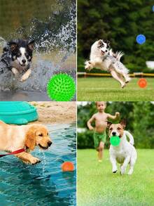 3 Packs Squeaky Dog Ball Toys, Dog Chew Spiky Ball, Floating Dog Pool Toy, Puppy Rubber TPR Fetch Toy, Boredom Dog Chew Toy, Teeth Cleaning For Small Medium Dogs - Multicolor - View 5