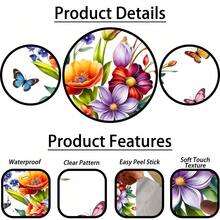 1/3pcs Waterproof PVC Flower & Butterfly Pattern Toilet Stickers, Suitable For Bathtub, Refrigerator, Tiles, Bathroom Decor, DIY Self-Adhesive Floral Wall Stickers - Multicolor - View 3
