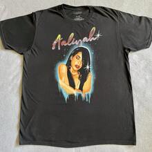 Aaliyah R&B Singer Women's T-Shirt Black Size XL Airbrush Style Graphic - Black - View 1