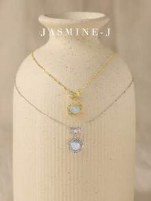 1 Mặt dây chuyền hình nơ và trái tim bằng bạc Sterling S925 đính đá Opal, Dây chuyền Opal vàng, Dây chuyền nơ, Dây chuyền trái tim, Thanh lịch và tinh tế, Thích hợp cho phụ nữ đeo hàng ngày hoặc dự tiệc. - Nhiều màu - Xem 3