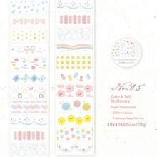 1 Roll Sulfuric Acid Paper Cutting Adhesive Decorative Tape, Fresh Salt Series Planner DIY Decorative Tape, Milk Salt Flower And Cloud Series, Suitable For Gifts, Office, Home, Marking, Labeling, Classroom, Entertainment Toys, Student Planners, Creative Retro Handmade Scrapbooking DIY Stickers - A - View 10