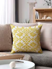 4件套波西米亚风抱枕套，花卉图案，聚酯纤维材质，复古亚麻面料，隐形拉链，可机洗，简约时尚线条图案，家居装饰抱枕套，适用于沙发、客厅、卧室，不含枕芯 - 黃色 - 查看 6