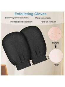 Găng tay tẩy tế bào chết hai mặt, găng tay tẩy tế bào chết sâu, phù hợp cho cả nam và nữ, găng tay tắm tẩy tế bào chết (màu đen) - màu đen - Xem 2
