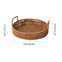 Handmade Rattan Woven Tray With Handles, Oval Shaped Fruit/Bread/Snack Basket - Khaki - View 8