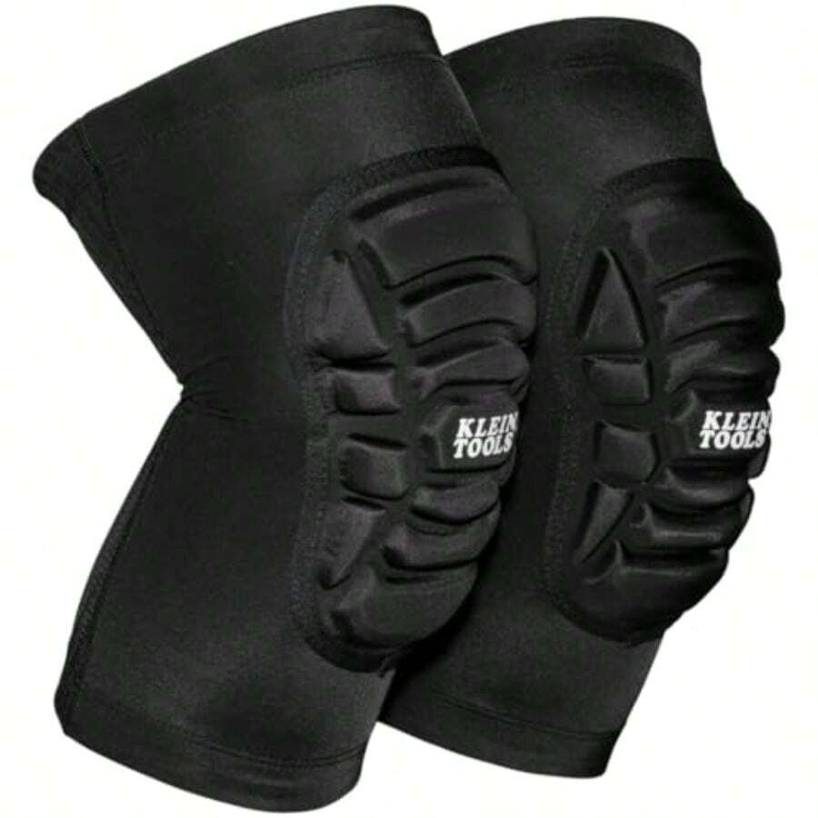Klein Tools 60492 Knee Pads Lightweight Padded Knee Sleeves Breathable Mesh Back Elastic Cuff with Slip-Resistant Silicone Black M/L - Multi - Ver 1