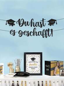 Abschluss Dekoration "Du Hast Es Geschafft" Banner, Papier Glückwunsch Dekoration für bestandene Prüfungen, Abitur Bachelor Abschlussfeier - Übersicht 6