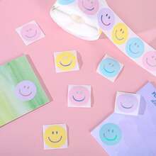 500 Sticker/Roll Round Fun Face Label Sticker Classroom Teaching Award Self-Adhesive Sticker - Multicolor - View 4