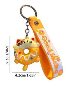 4pcs Cute Donut Cartoon Animal Keychain Pendant, Suitable For Backpack, Car Keys, Women, Students, Adorable Decorative Accessories, Mini Sweet Gift - Donut Keychain - View 4