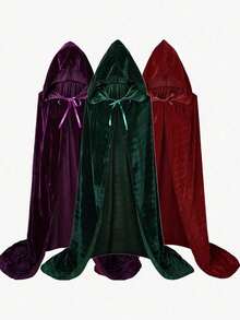 Unisex Party Performance Hooded Cloak, Velvet Fabric, Suitable For Various Festivals, Christmas Costumes, Cosplay And Halloween Costumes - Multicolor - View 2