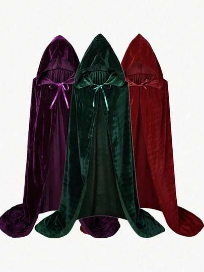 Áo choàng có mũ trùm đầu unisex, chất liệu nhung, thích hợp cho nhiều lễ hội, trang phục Giáng sinh, cosplay và Halloween.
