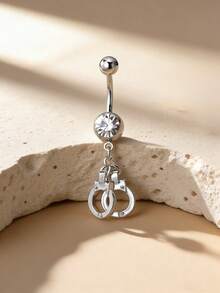 1件装女士朋克风水钻+手铐吊坠肚脐环饰品，独特街头时尚/派对佩戴/节日配饰 - 手銬 - 查看 6