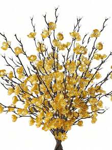 4/8 piezas Flores artificiales de ciruelo blanco de 55 cm, delicadas flores de tallo largo de plástico para decoración del hogar, hotel, oficina, boda, fiesta, jardín - Multicolor - Ver 2
