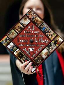Decoración personalizada para birrete de graduación inspiracional de 24,13 cm - Personalizable con foto, nombre y "Clase de 2025/2026", incluye borla y admite múltiples opciones de color de fondo - Multicolor - Ver 13