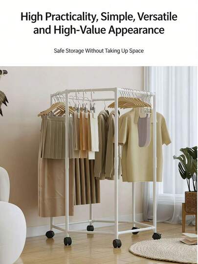 Freestanding Hexagonal Carbon Steel Coat Rack, Heavy Duty Single Tier Rack With Non Slip Rubber Tips, Space Saving Corner Friendly Rack For Entryway Hallway Laundry Room