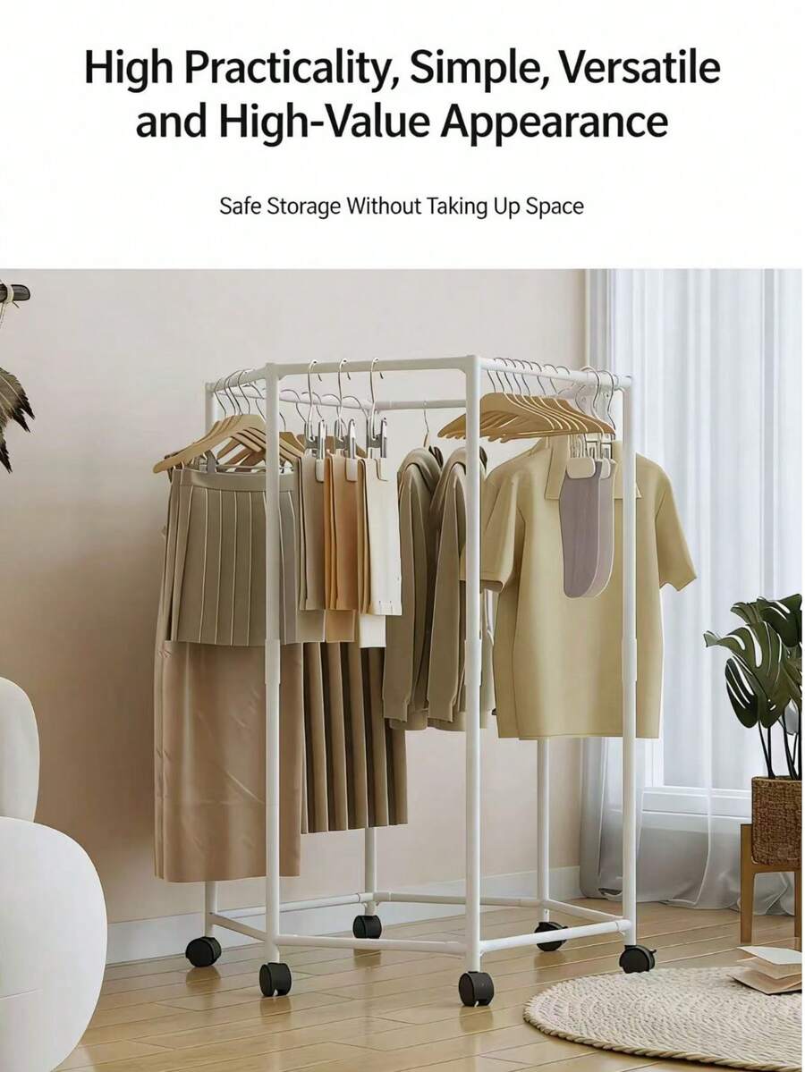 Freestanding Hexagonal Carbon Steel Coat Rack, Heavy Duty Single Tier Rack With Non Slip Rubber Tips, Space Saving Corner Friendly Rack For Entryway Hallway Laundry Room - View 1