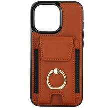 适用于 17 Air 17E 16E 16 15 14 13 12 11 Pro X XS Max XR 8 7 Plus SE 5G 2022 2020 SE3 SE2 的 PU 人造革钱包式手机壳，带支架、卡槽、指环支架。 - 棕色 - 查看 24