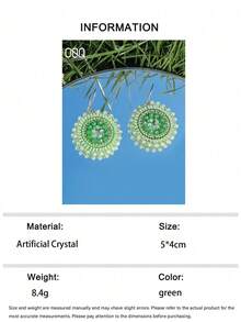 OOQ 1 Pair Handmade Bohemian Style Beaded Round Earrings, Fashion Minimalist Earrings For Women, Suitable For Summer Beach Outfit, Any Occasion, Wedding, Bridesmaid Gift (Handmade Seed Bead Color, Quantity And Position Random) - Green - View 7
