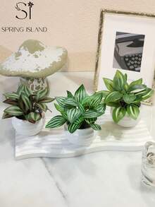 Bộ 3 cây bạc hà mini nhân tạo, lá nhiệt đới, chậu màu trắng làm bằng chất liệu PE. Thích hợp để trang trí bàn làm việc, ký túc xá sinh viên và văn phòng. Cây nhân tạo cũng phù hợp để trang trí nhà cửa, trang trí cảnh quan, trang trí tiệc/ngày lễ và tiệc sinh nhật, dùng được quanh năm, là món quà lý tưởng cho người yêu cây cảnh, quà lưu niệm. - Xanh-B - Xem 9