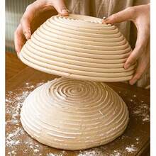 1pc Round Rattan Bread Proofing Basket With Liner, Sourdough Dough Baking Basket, Multifunctional Kitchen Tool, Handmade Bread Shaping Basket, Natural Rattan Material, Perfect For Sourdough And Yeast Baking - Essential Artisan Baking Tool For Home And Professional, Yeast Dough Baking, Homemade Bread Making, Bread Proofing Basket, Baking Essentials, Handmade Bread Tool, Suitable For All 12 Months - White - View 5