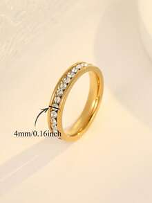 1 Chiếc nhẫn đơn giản bằng thép không gỉ, mạ vàng 18k, nhẫn đôi khắc chữ theo yêu cầu dành cho nam và nữ, thích hợp đeo hàng ngày hoặc làm quà tặng kỷ niệm. - Vàng - Xem 3