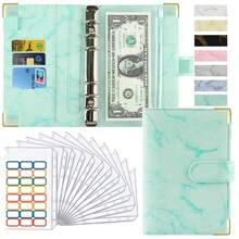 1pc Aesthetic Marble A6 Budget Binder Set, Luxury PU Leather Money Organizer With Zipper Cash Envelopes, Minimalist Savings Challenge Planner For Women & Students, Professional Office & School Supplies - Multicolor - View 7