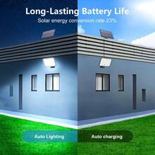 400 LED Solar Powered Motion Sensor Lights, 16.4ft Cable, Automatically Lights Up From Dusk To Dawn, Ideal For Outdoor Porch, Yard, Shed, Wall, Perfect Gift For Christmas, Father's Day, Boyfriend's Day, Also Great For Lighting Up Pathways, Gardens And Patios - White Light - View 3