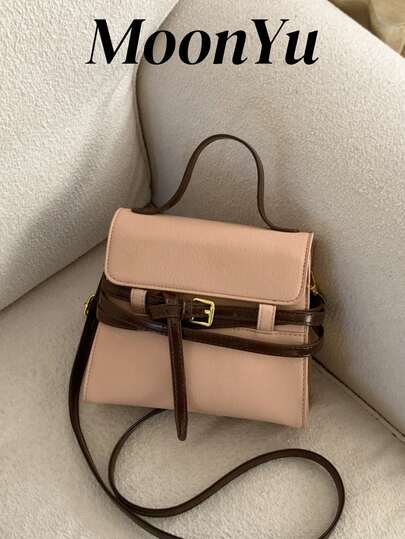 女士方形手提包，时尚简约复古优雅哑光PU材质，可肩背，适合女性、女孩、大学生，适合购物、通勤，粉色