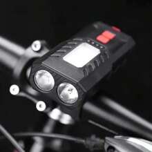 Super Bright Dual LED Bike Headlight, USB Charging Waterproof Bicycle Light with Side Warning Lamp & Power Indicator, Cycling Safety Equipment for Mountain & Road Bikes - Negro - Ver 2