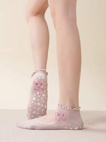 1/2 Paar Damen Profi Pilates Yoga Socken, rückenfreies Spitzendesign, bequem atmungsaktiv, herzförmige Silikon rutschfeste Socken, professioneller Sportgriff, geeignet für Ballett, Tanz, Yoga, Pilates, Fitness, Geschenke, Büro Casual Wear, Mehrfarbige Optionen (Pink, Beige), Ganzjährig vielseitig einsetzbar - Verschiedenfarbig - Übersicht 6